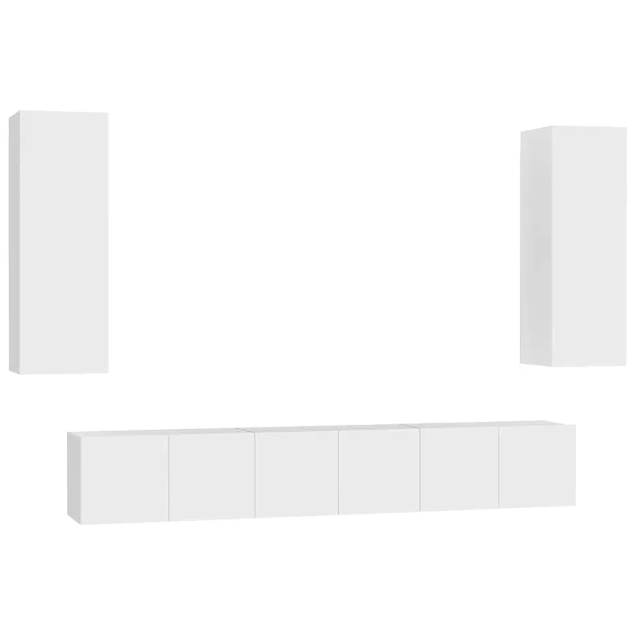 Ensemble de meubles TV 5 pcs Blanc Bois d'ingénierie - 2