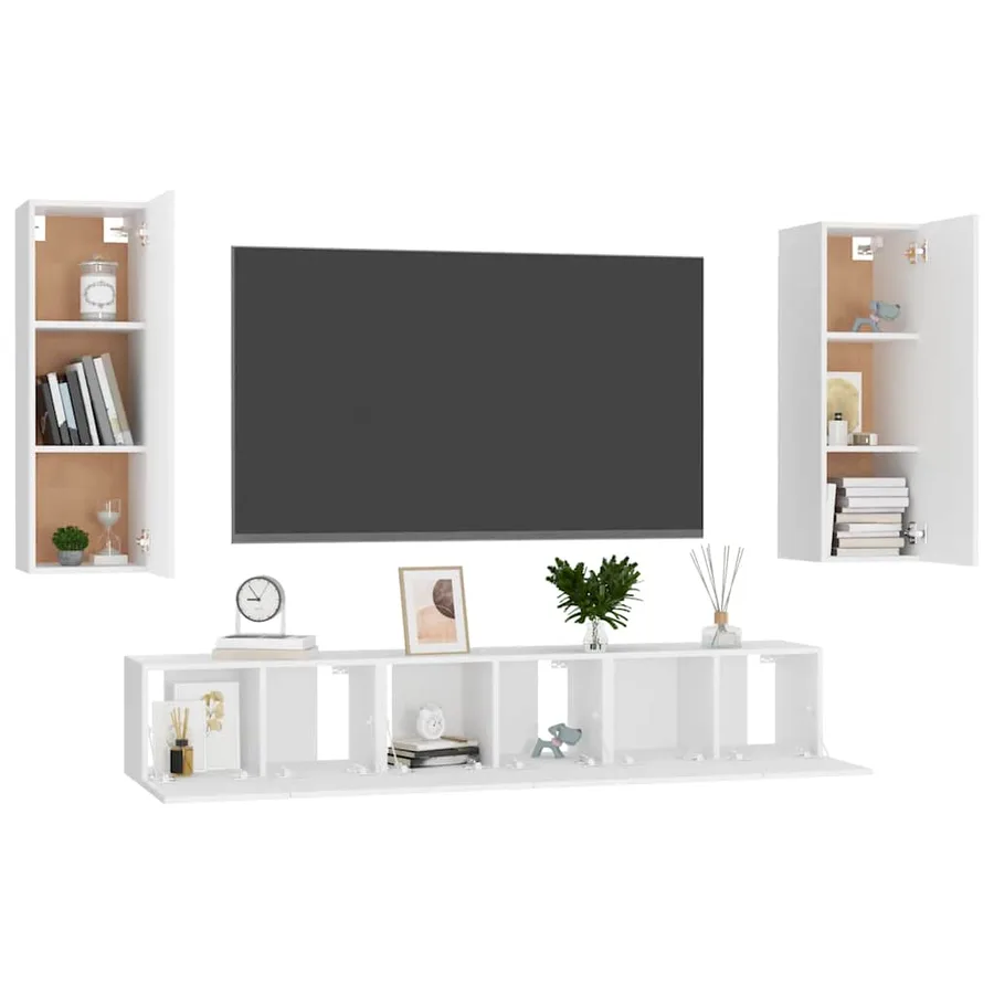 Ensemble de meubles TV 5 pcs Blanc Bois d'ingénierie - 3