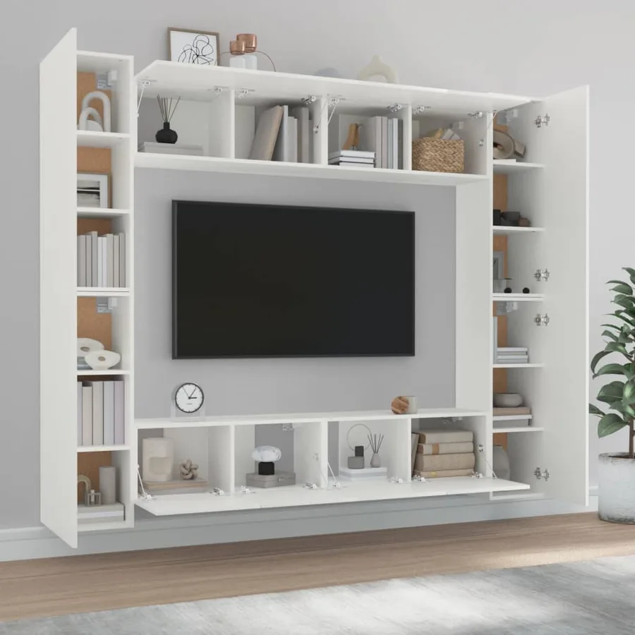 Ensemble de meubles TV 8 pcs Blanc Bois d'ingénierie - 3