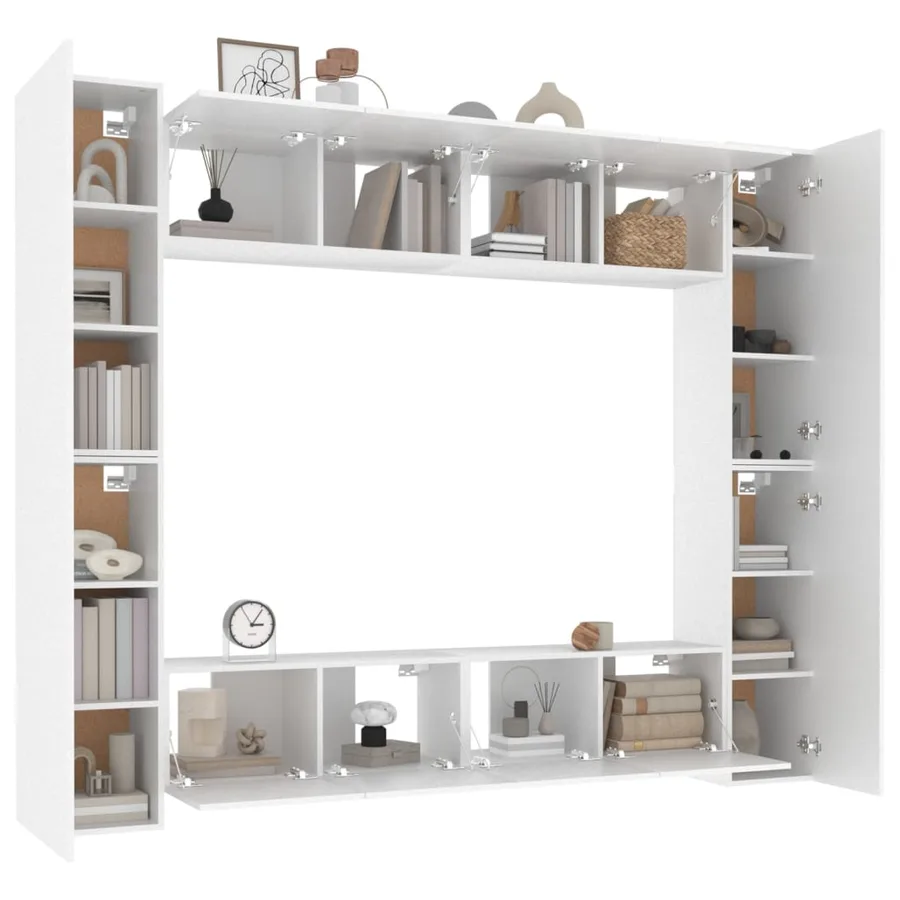 Ensemble de meubles TV 8 pcs Blanc Bois d'ingénierie - 9