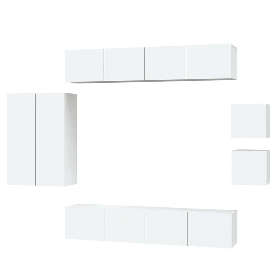 Ensemble de meubles TV 8 pcs Blanc Bois d'ingénierie - 2