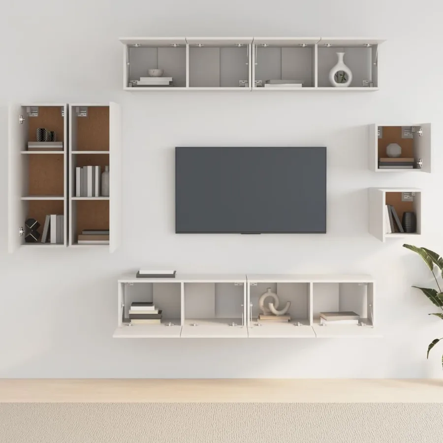 Ensemble de meubles TV 8 pcs Blanc Bois d'ingénierie - 3