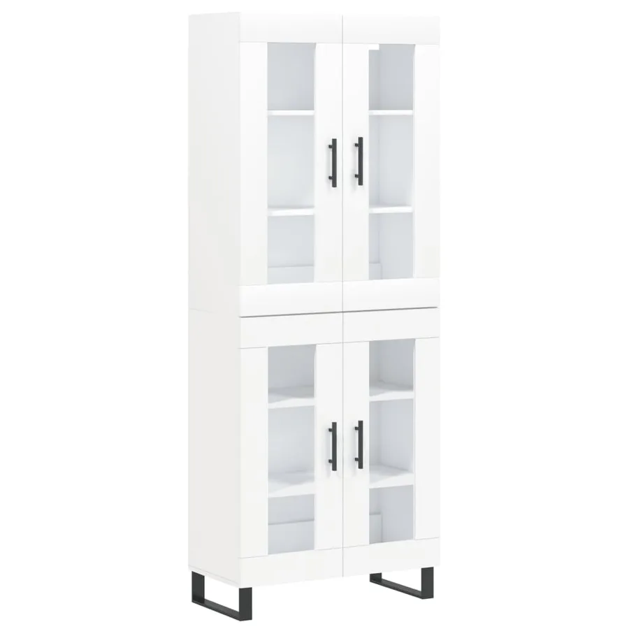 Buffet haut Blanc 69,5x34x180 cm Bois d'ingénierie - 2