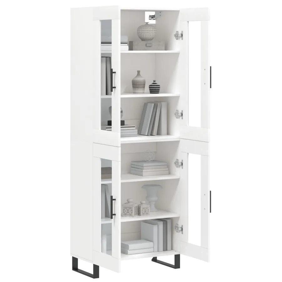 Buffet haut Blanc 69,5x34x180 cm Bois d'ingénierie - 3