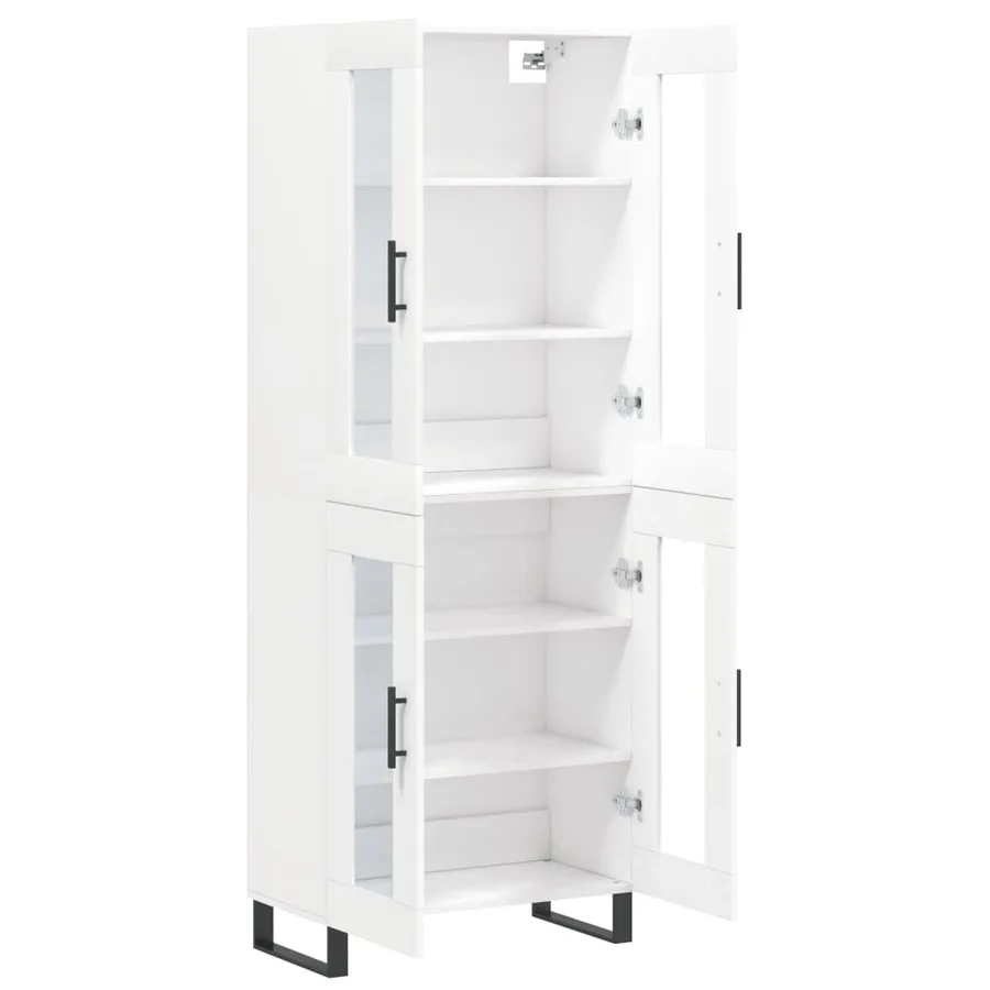Buffet haut Blanc 69,5x34x180 cm Bois d'ingénierie - 4