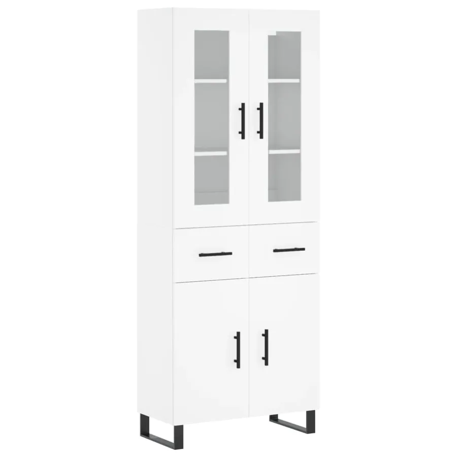 Buffet haut Blanc 69,5x34x180 cm Bois d'ingénierie - 2
