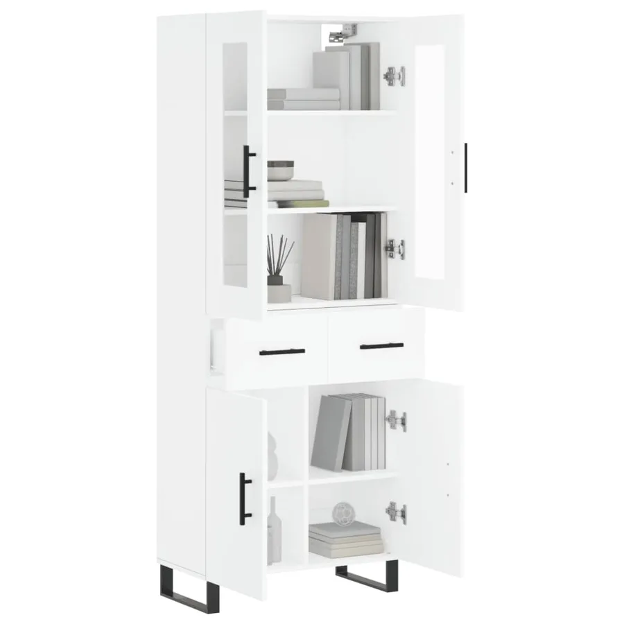 Buffet haut Blanc 69,5x34x180 cm Bois d'ingénierie - 3