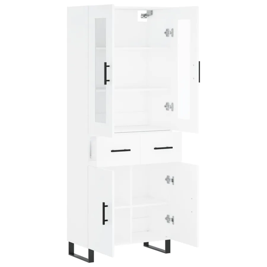 Buffet haut Blanc 69,5x34x180 cm Bois d'ingénierie - 4