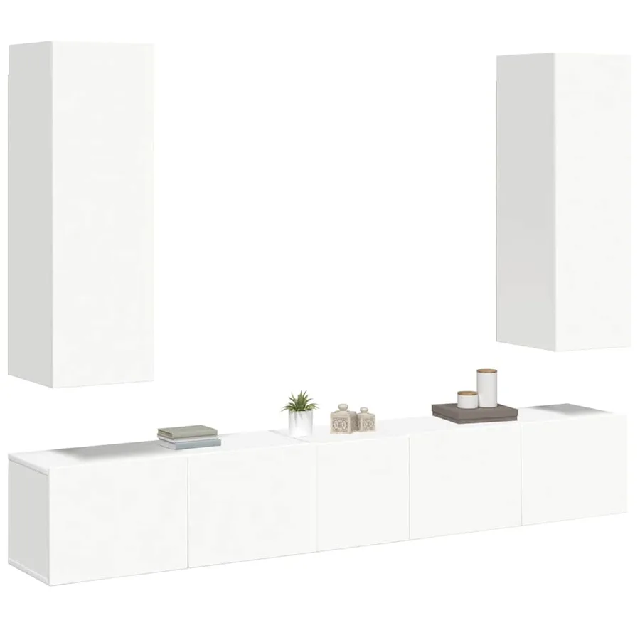 Ensemble de meubles TV 5 pcs Blanc Bois d'ingénierie - 10