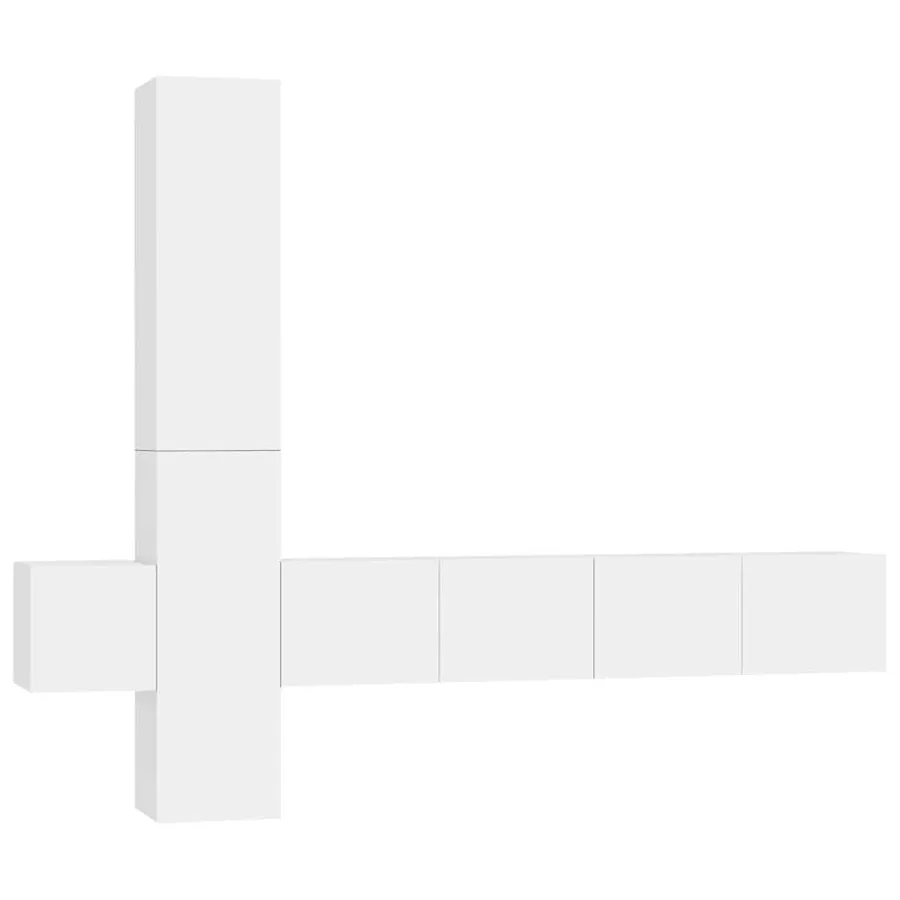 Ensemble de meubles TV 5 pcs Blanc Bois d'ingénierie - 2