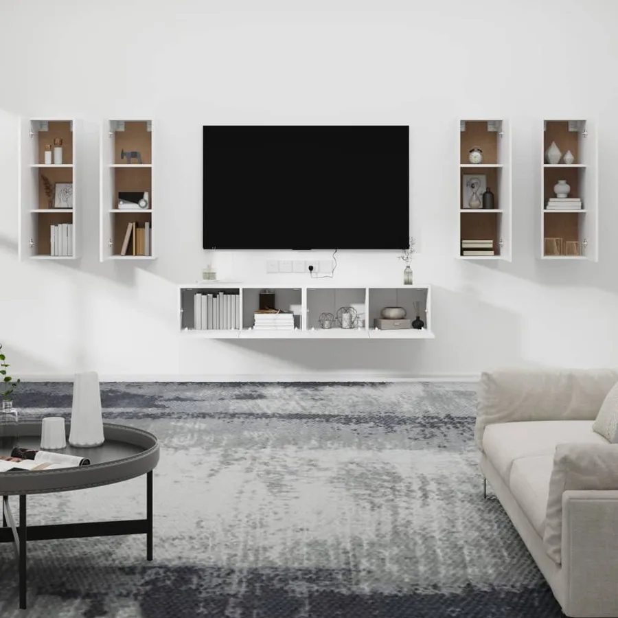 Ensemble de meubles TV 6 pcs Blanc Bois d'ingénierie - 3