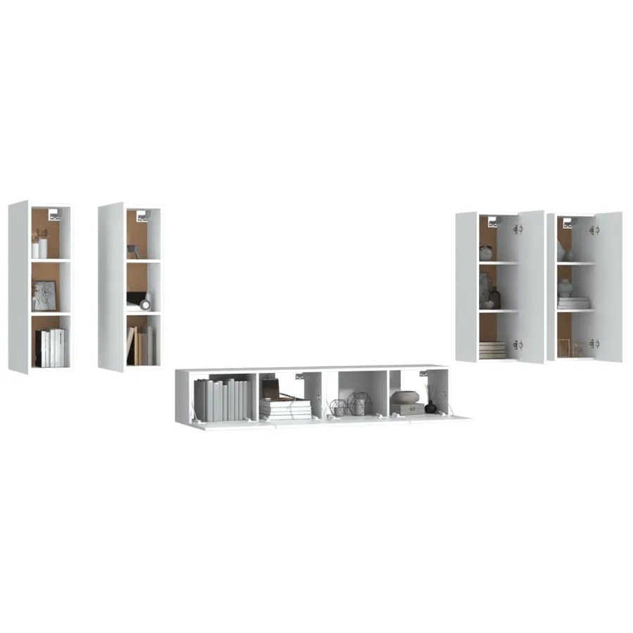 Ensemble de meubles TV 6 pcs Blanc Bois d'ingénierie - 6