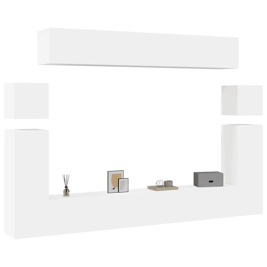 Ensemble de meubles TV 8 pcs Blanc Bois d'ingénierie - 3
