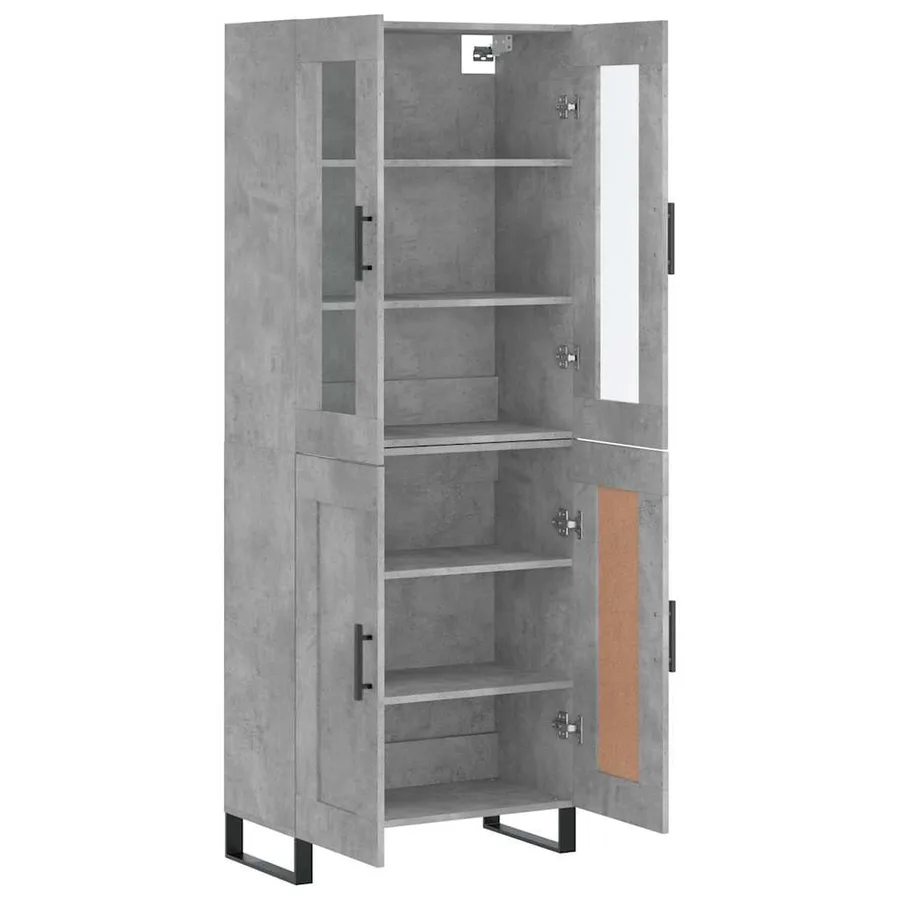 Buffet haut Gris béton 69,5x34x180 cm Bois d'ingénierie - 4
