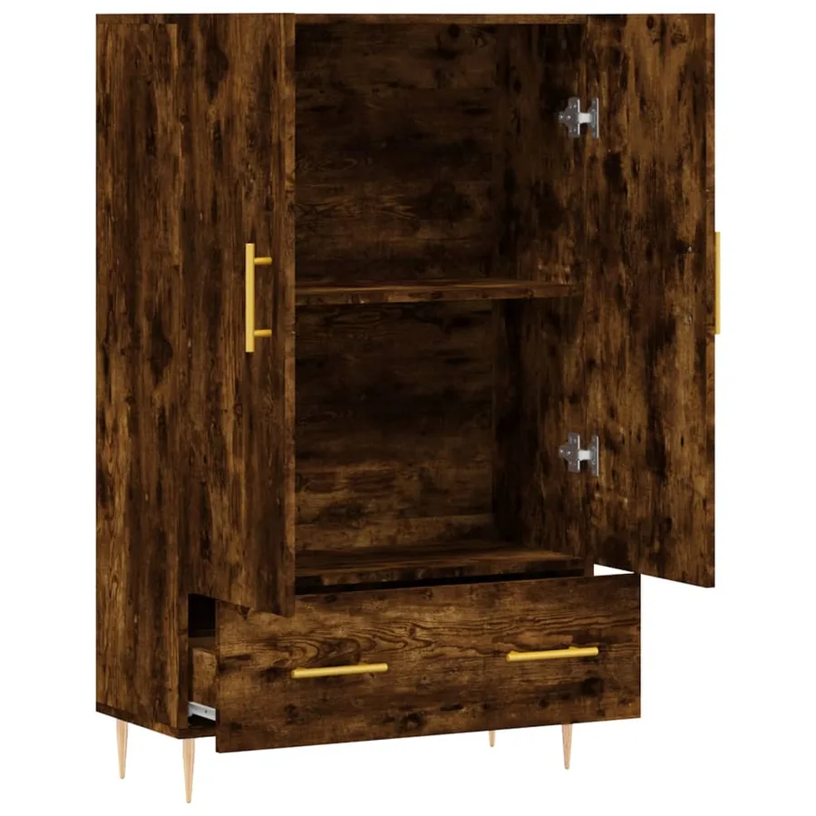 Buffet haut chêne fumé 69,5x31x115 cm bois d'ingénierie - 5