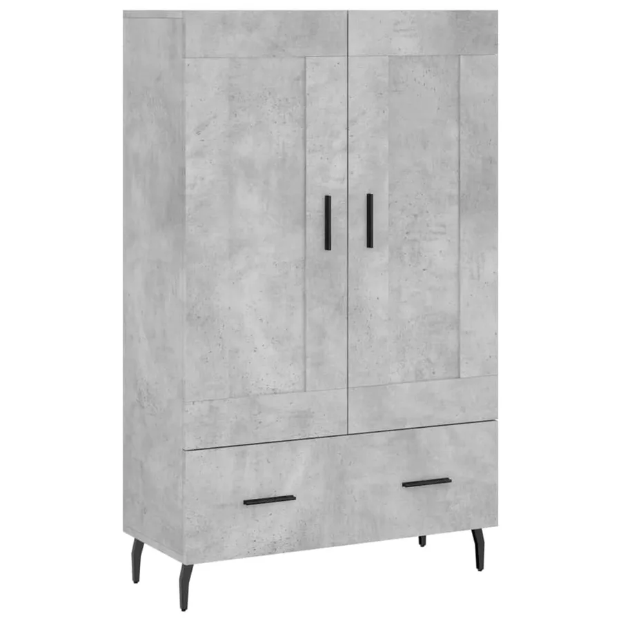 Buffet haut gris béton 69,5x31x115 cm bois d'ingénierie - 2