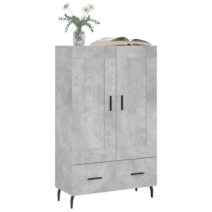 Buffet haut gris béton 69,5x31x115 cm bois d'ingénierie - 3