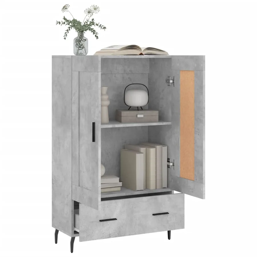 Buffet haut gris béton 69,5x31x115 cm bois d'ingénierie - 4