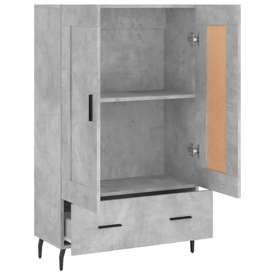 Buffet haut gris béton 69,5x31x115 cm bois d'ingénierie - 6