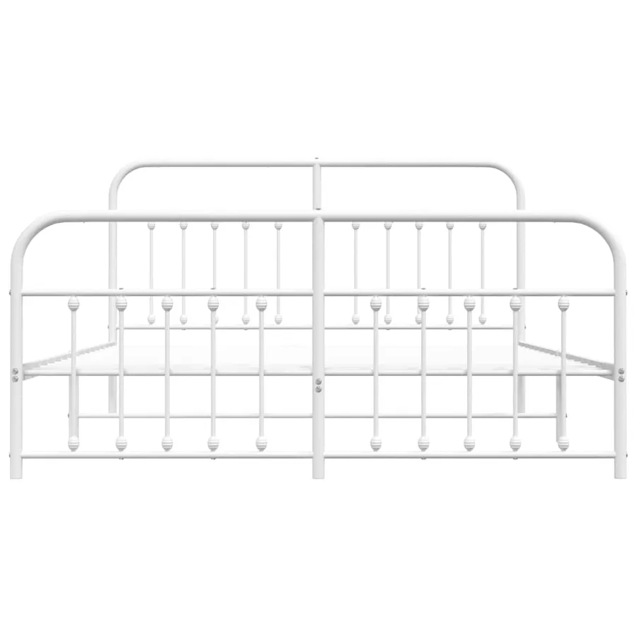 Cadre de lit métal sans matelas et pied de lit blanc 160x200 cm - 6