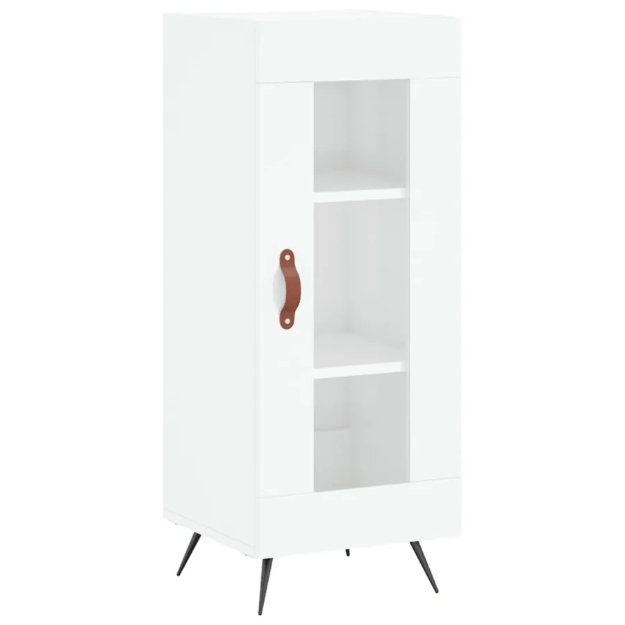 Buffet haut Blanc brillant 34,5x34x180 cm Bois d'ingénierie - 7