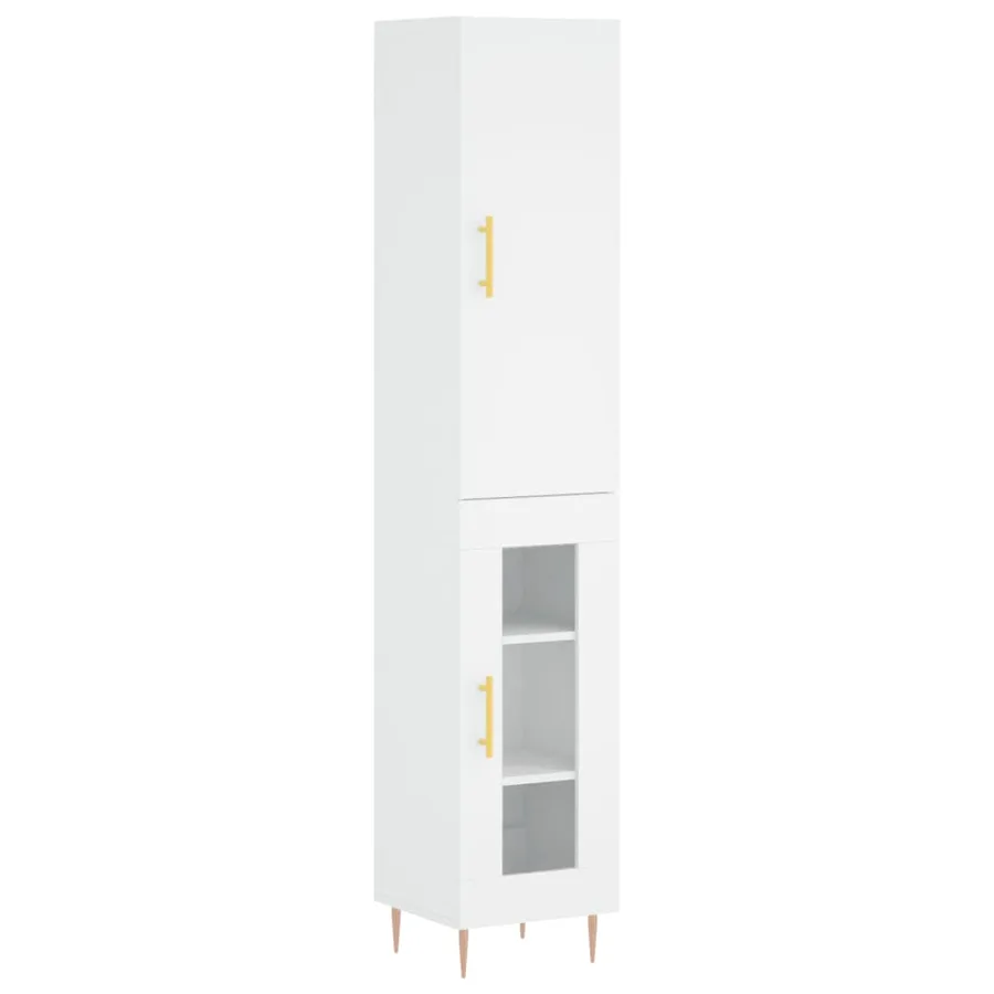 Buffet haut Blanc 34,5x34x180 cm Bois d'ingénierie - 2