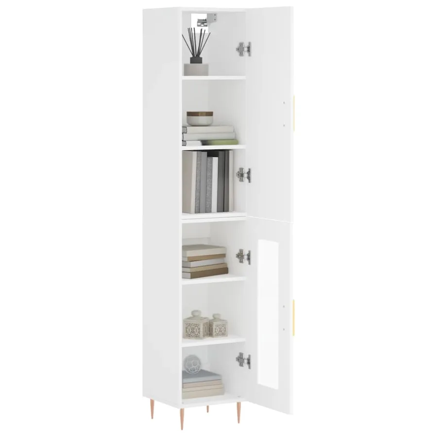 Buffet haut Blanc 34,5x34x180 cm Bois d'ingénierie - 3