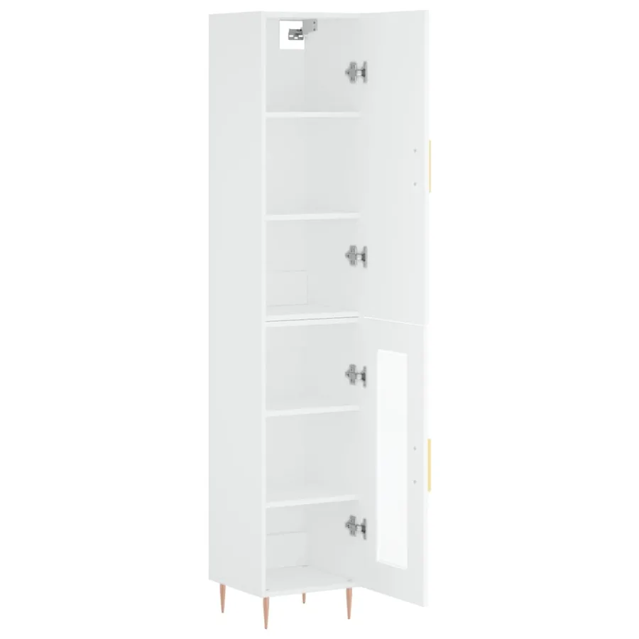 Buffet haut Blanc 34,5x34x180 cm Bois d'ingénierie - 4