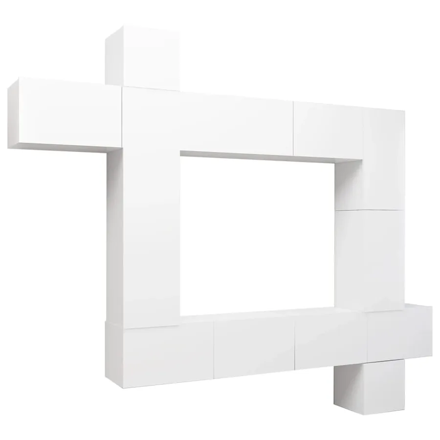 Ensemble de meuble TV 9 pcs Blanc Bois d'ingénierie - 2