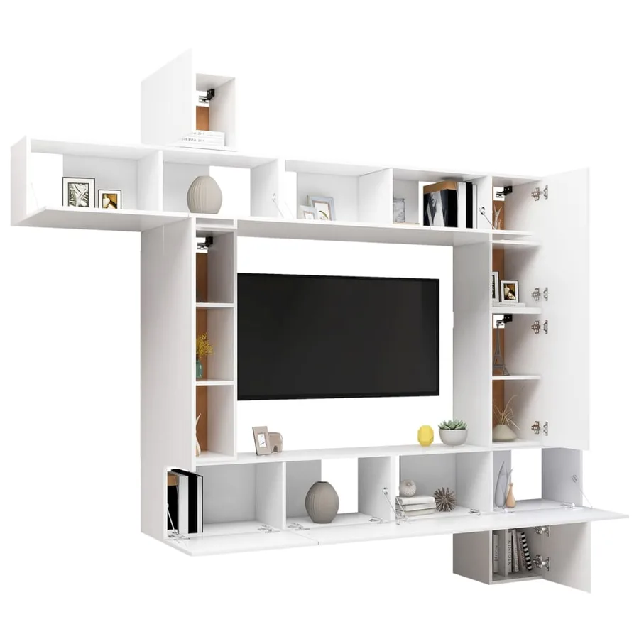 Ensemble de meuble TV 9 pcs Blanc Bois d'ingénierie - 3