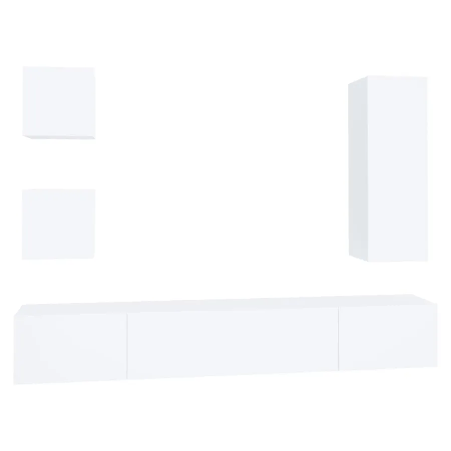 Ensemble de meubles TV 5 pcs Blanc Bois d'ingénierie - 2