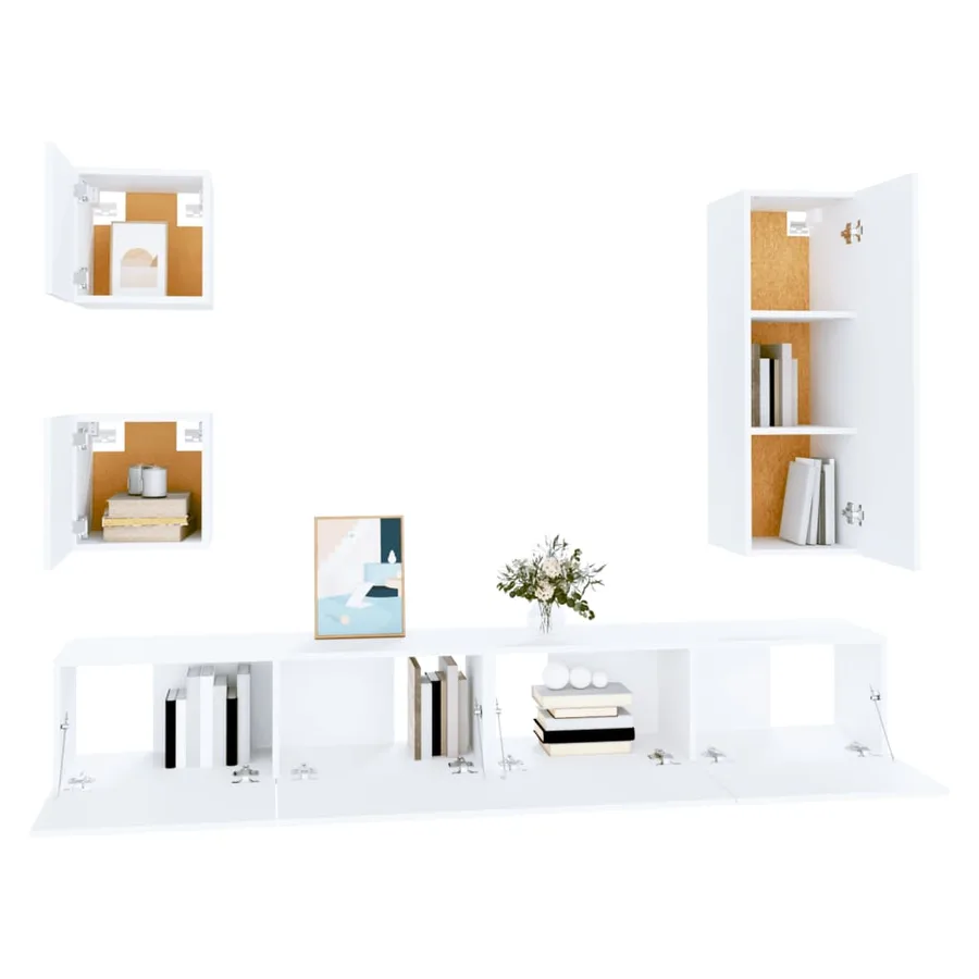 Ensemble de meubles TV 5 pcs Blanc Bois d'ingénierie - 4