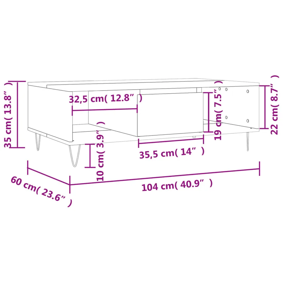 Table basse sonoma gris 104x60x35 cm bois d'ingénierie - 11