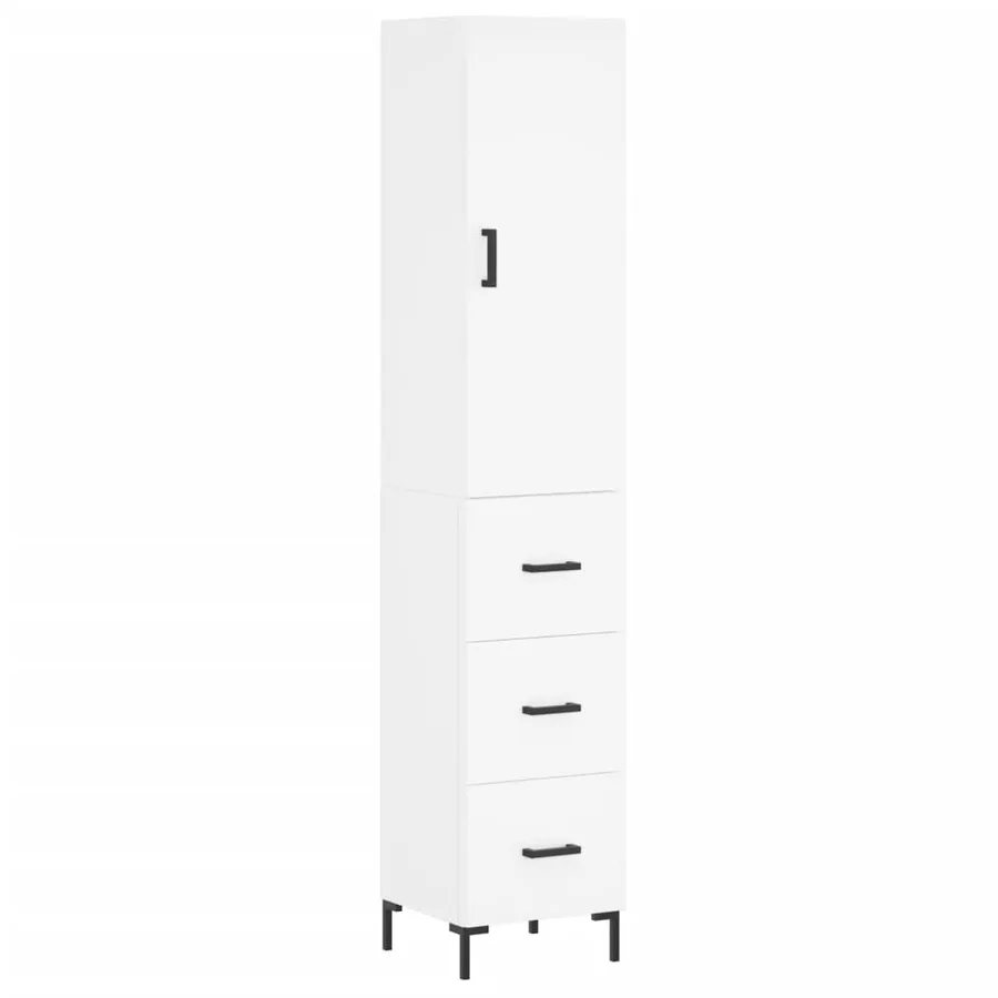Buffet haut Blanc 34,5x34x180 cm Bois d'ingénierie - 2