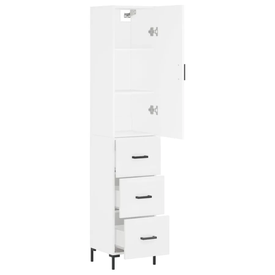 Buffet haut Blanc 34,5x34x180 cm Bois d'ingénierie - 4