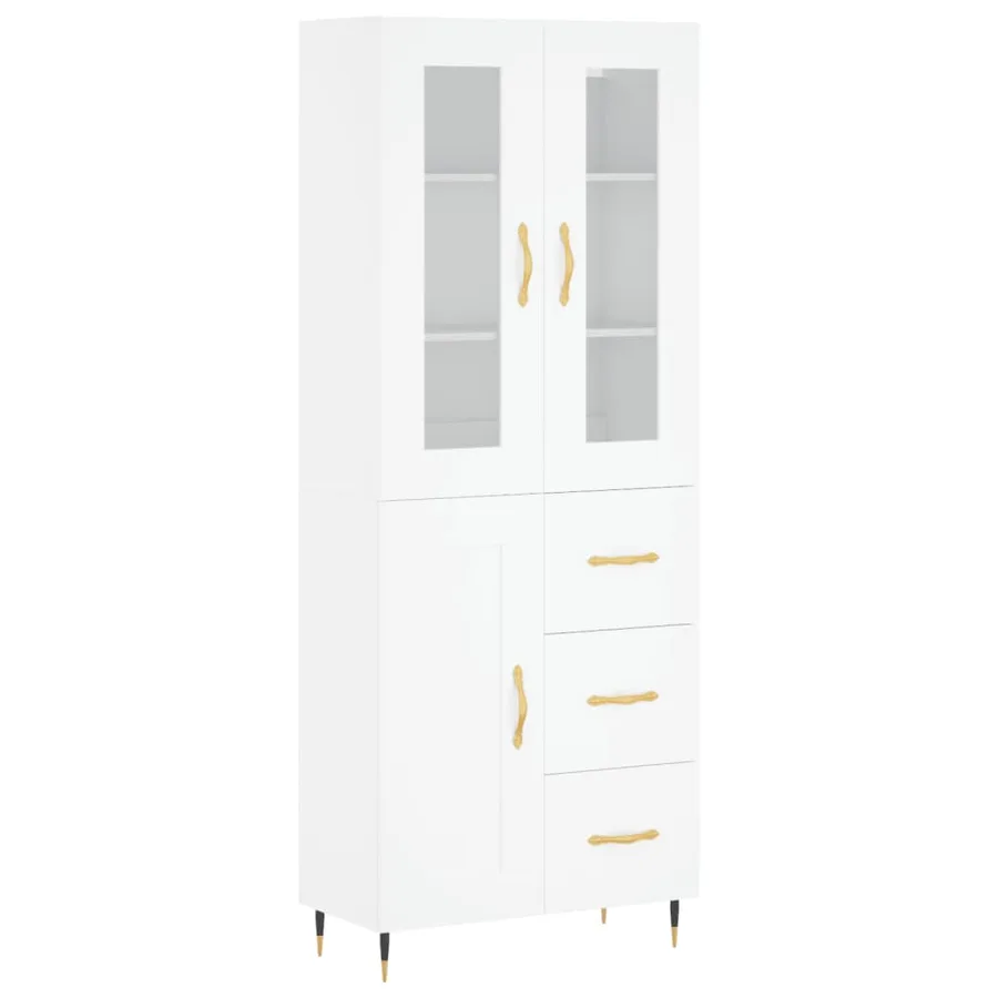 Buffet haut Blanc 69,5x34x180 cm Bois d'ingénierie - 2