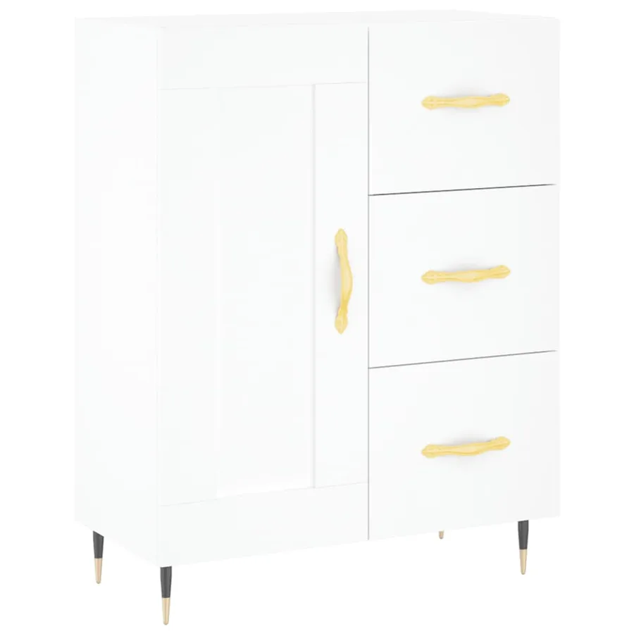 Buffet haut Blanc 69,5x34x180 cm Bois d'ingénierie - 7