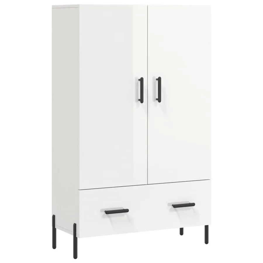 Buffet haut blanc brillant 69,5x31x115 cm bois d'ingénierie - 2