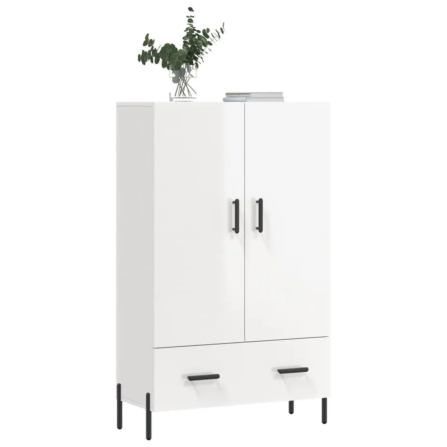 Buffet haut blanc brillant 69,5x31x115 cm bois d'ingénierie - 3