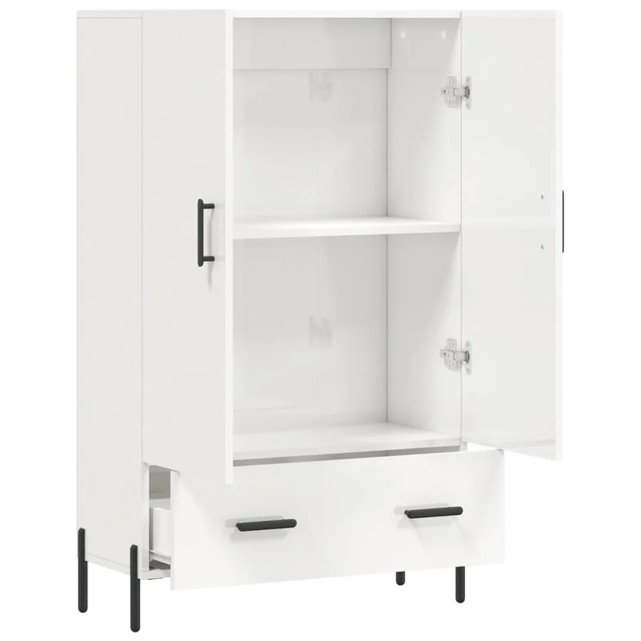 Buffet haut blanc brillant 69,5x31x115 cm bois d'ingénierie - 5