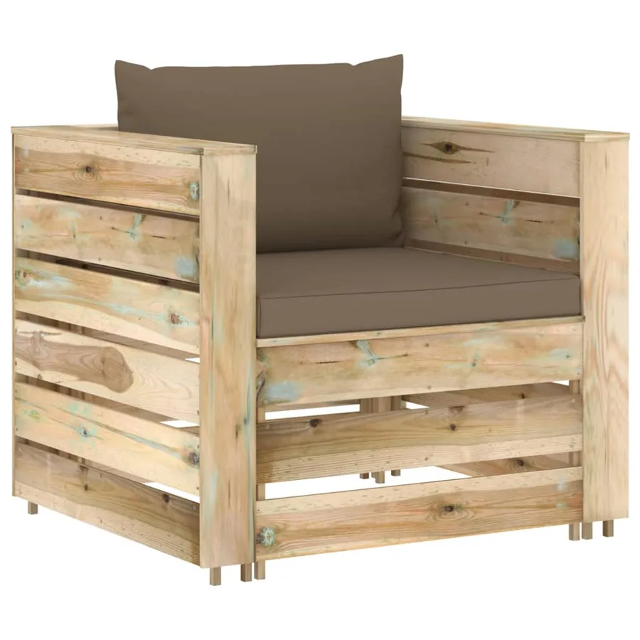 Salon de jardin 2 pcs avec coussins Bois imprégné de vert - 2