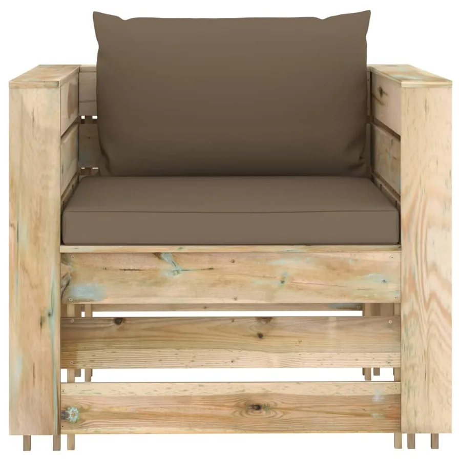 Salon de jardin 2 pcs avec coussins Bois imprégné de vert - 3
