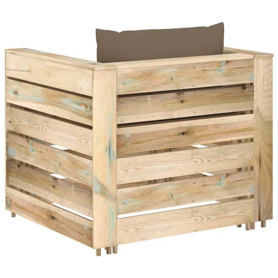 Salon de jardin 2 pcs avec coussins Bois imprégné de vert - 5