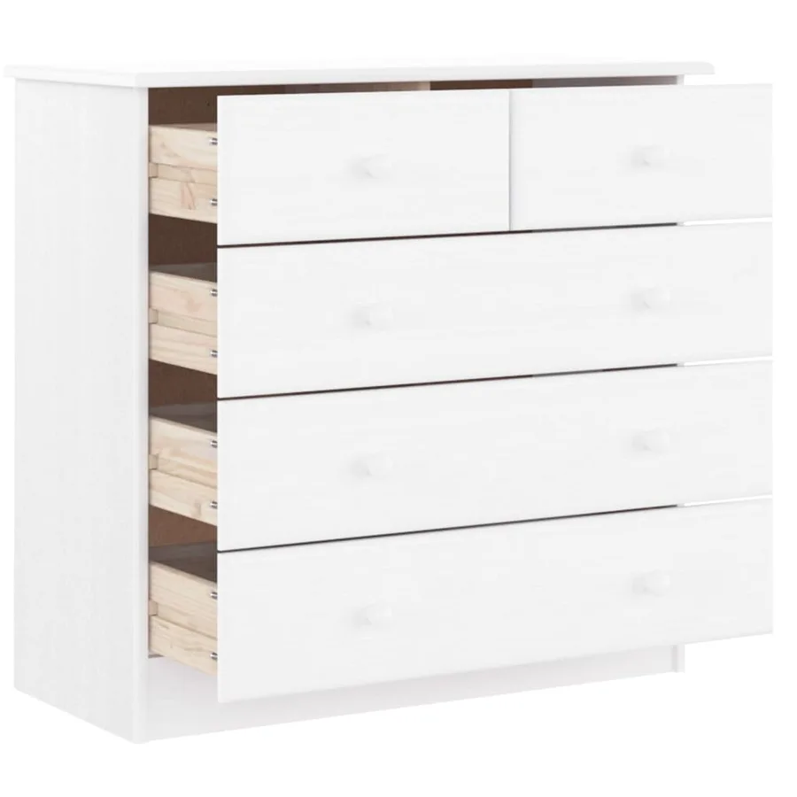 Commode ALTA blanc 77x35x73 cm bois massif de pin - 3