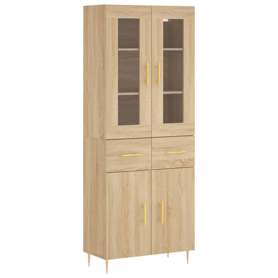 Buffet haut Chêne sonoma 69,5x34x180 cm Bois d'ingénierie - 2