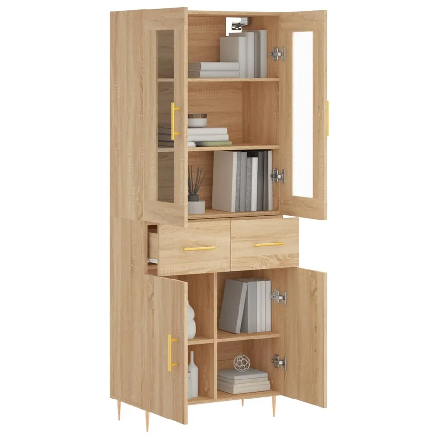 Buffet haut Chêne sonoma 69,5x34x180 cm Bois d'ingénierie - 3