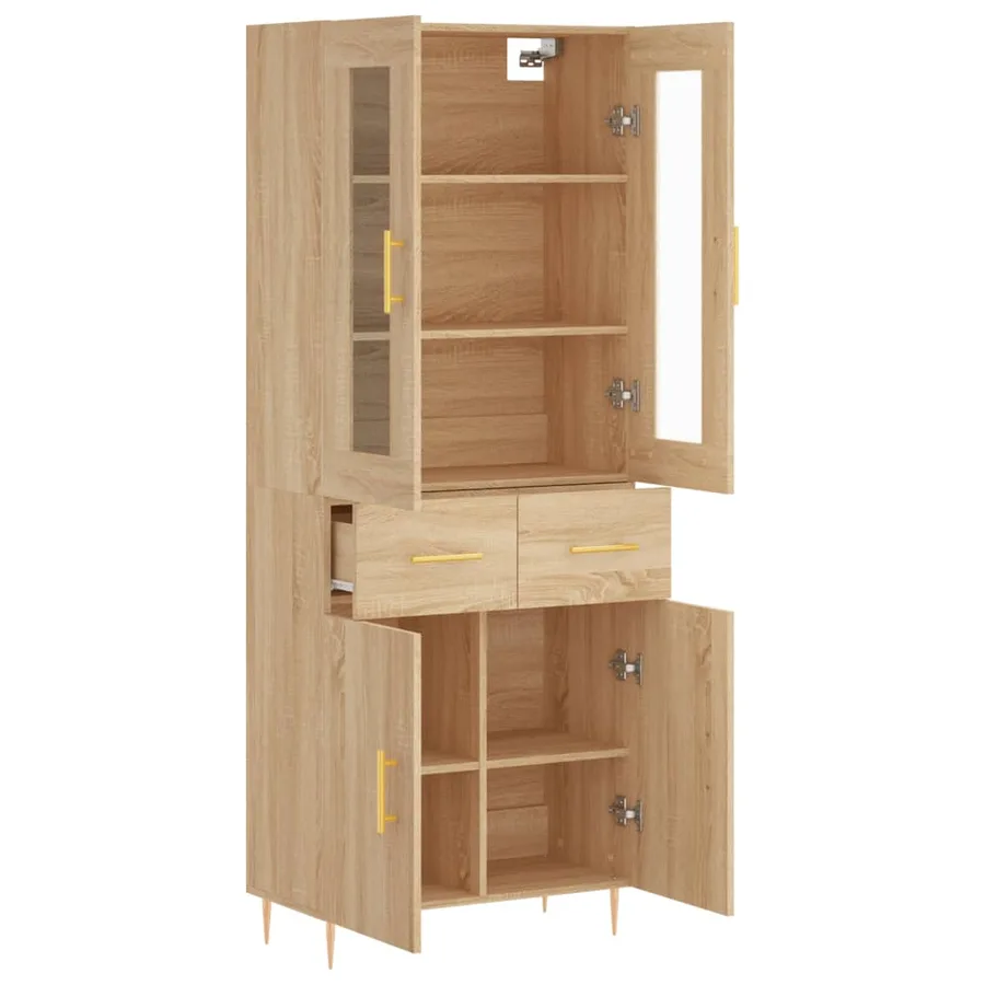 Buffet haut Chêne sonoma 69,5x34x180 cm Bois d'ingénierie - 4