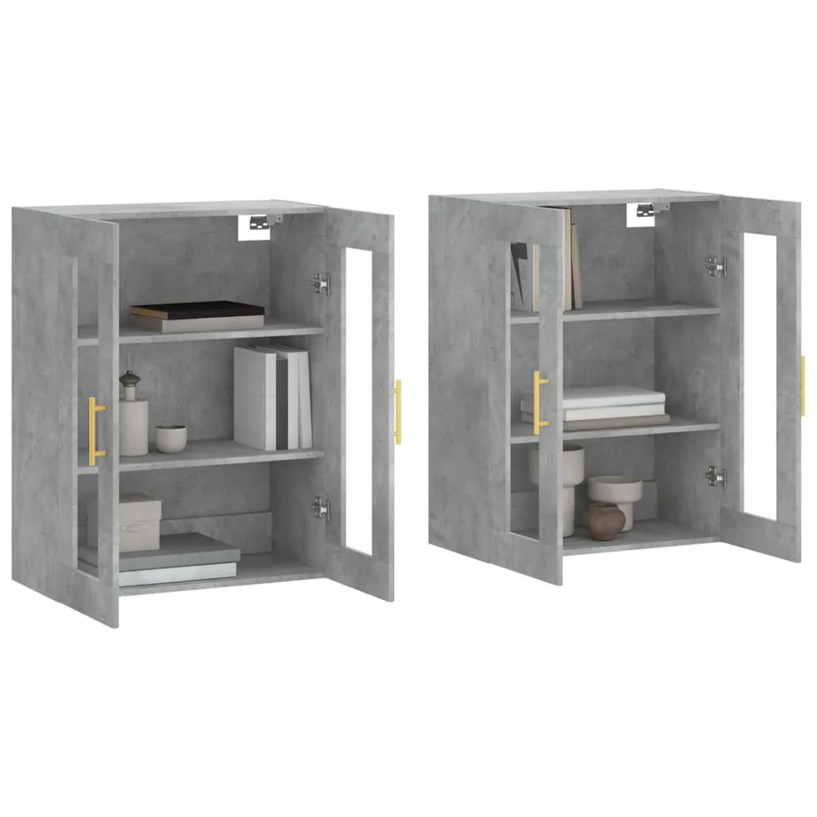 Armoires murales 2 pcs gris béton bois d'ingénierie - 3