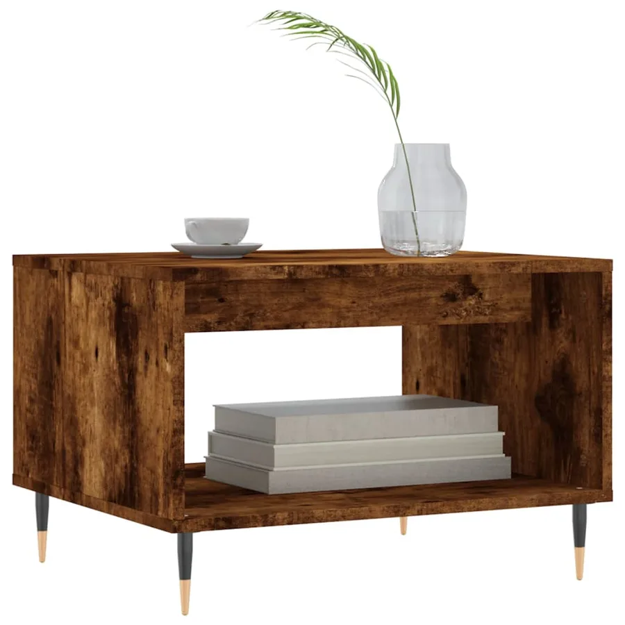 Table basse chêne fumé 60x50x40 cm bois d'ingénierie - 3