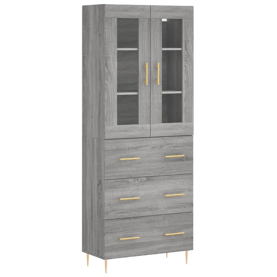 Buffet haut Sonoma gris 69,5x34x180 cm Bois d'ingénierie - 2